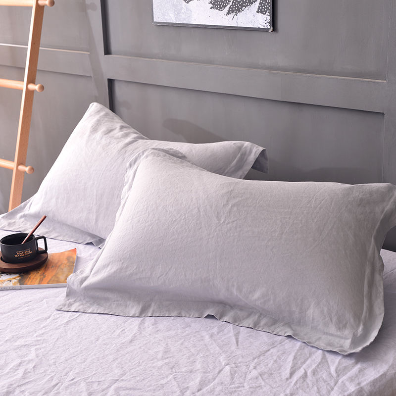 Conjunto de lençóis de linho lavado simples de duas pedras de cor natural