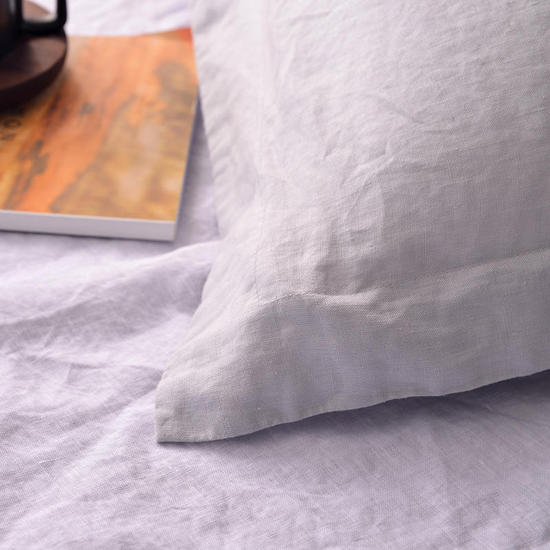 Conjunto de lençóis de linho lavado simples de duas pedras de cor natural