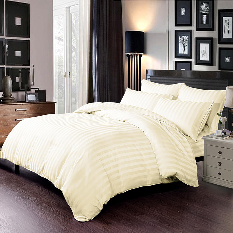 Folha de bambu de cetim macio branco fresco de verão king size conjunto de quatro